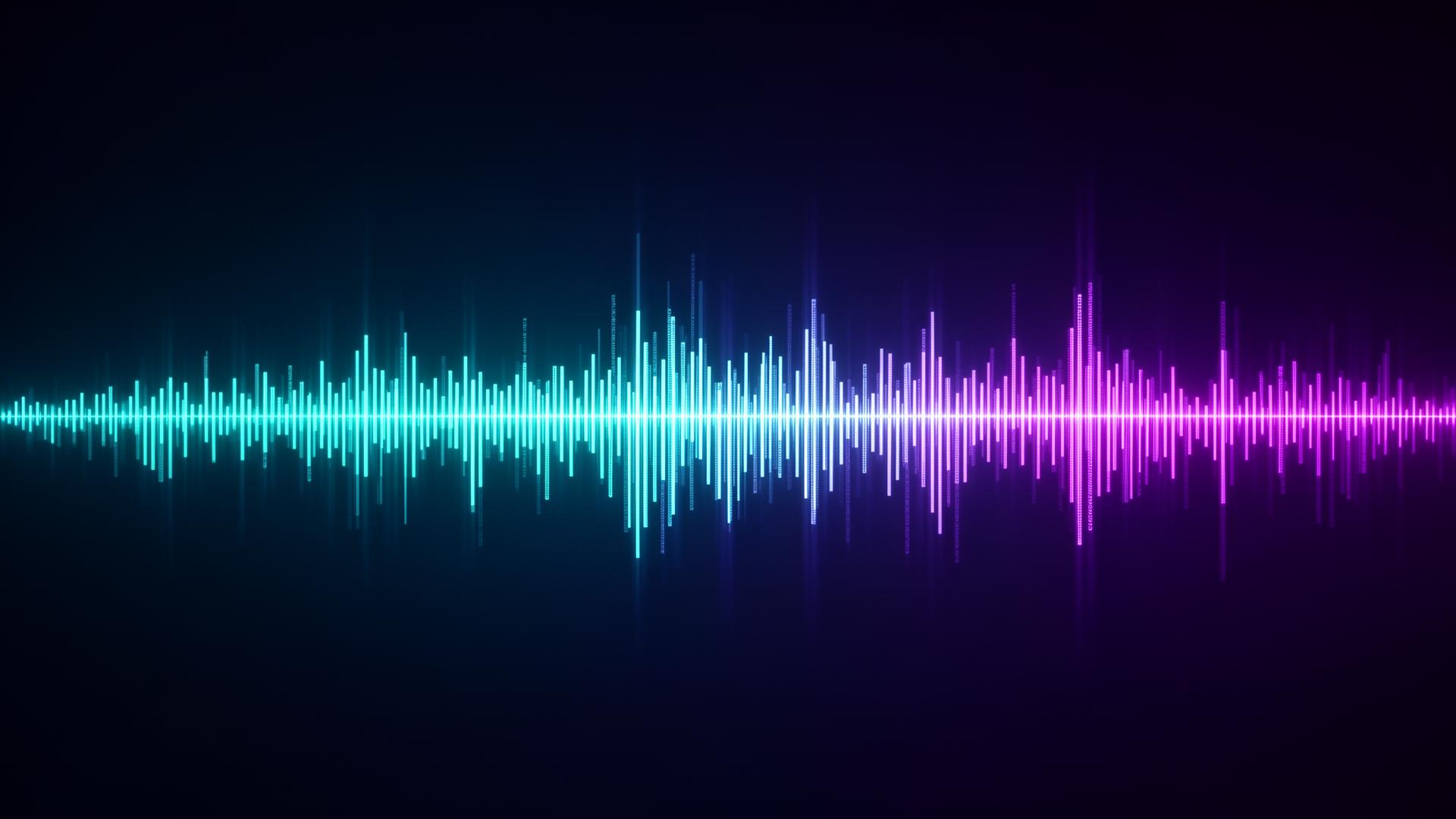 Glowing voice waveform visualization for the free online voicecel test